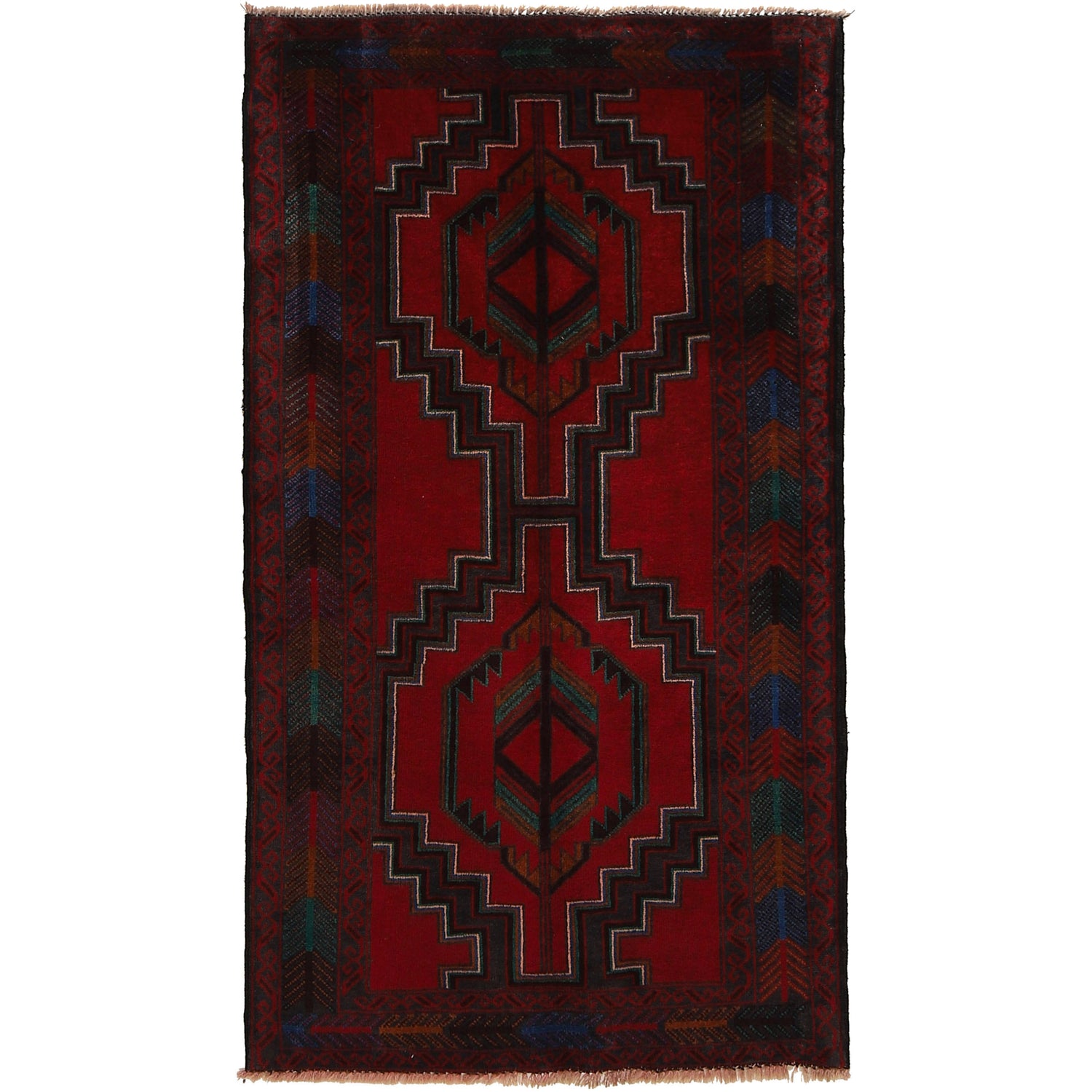 Baluchi Rug Handmade Multi Geometric 3x5 ft