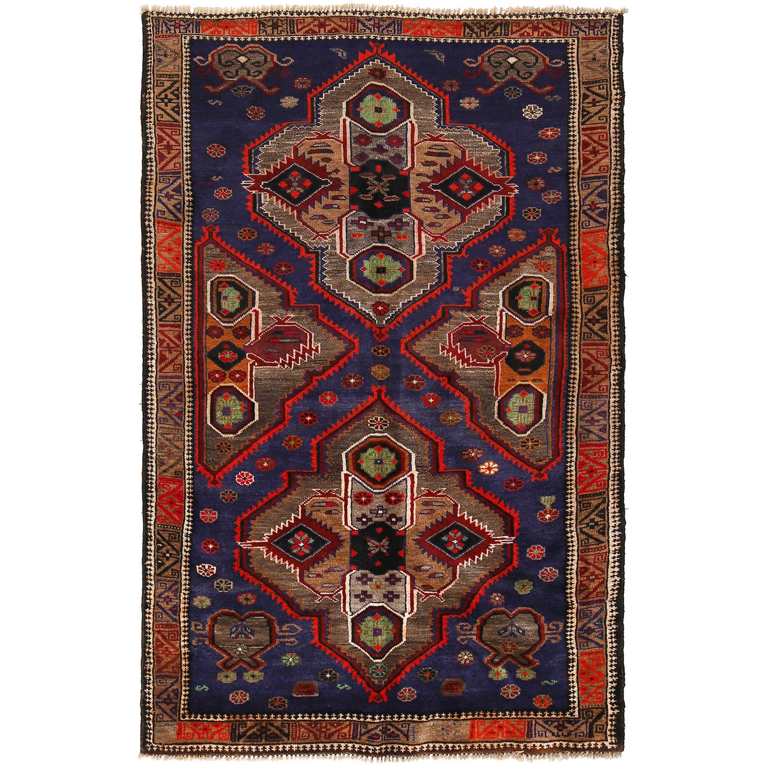 Baluchi Rug Handmade Multi Geometric 4x6 ft
