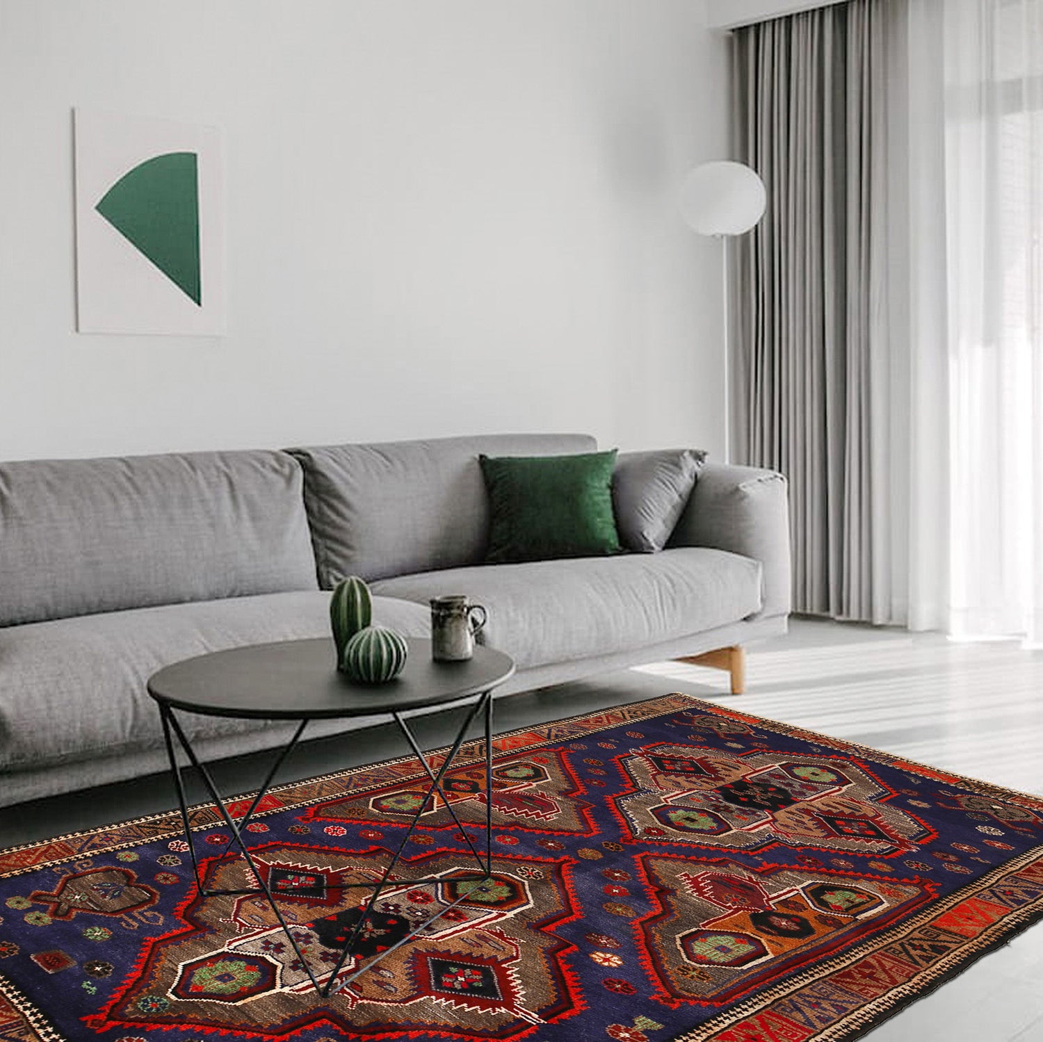 Baluchi Rug Handmade Multi Geometric 4x6 ft