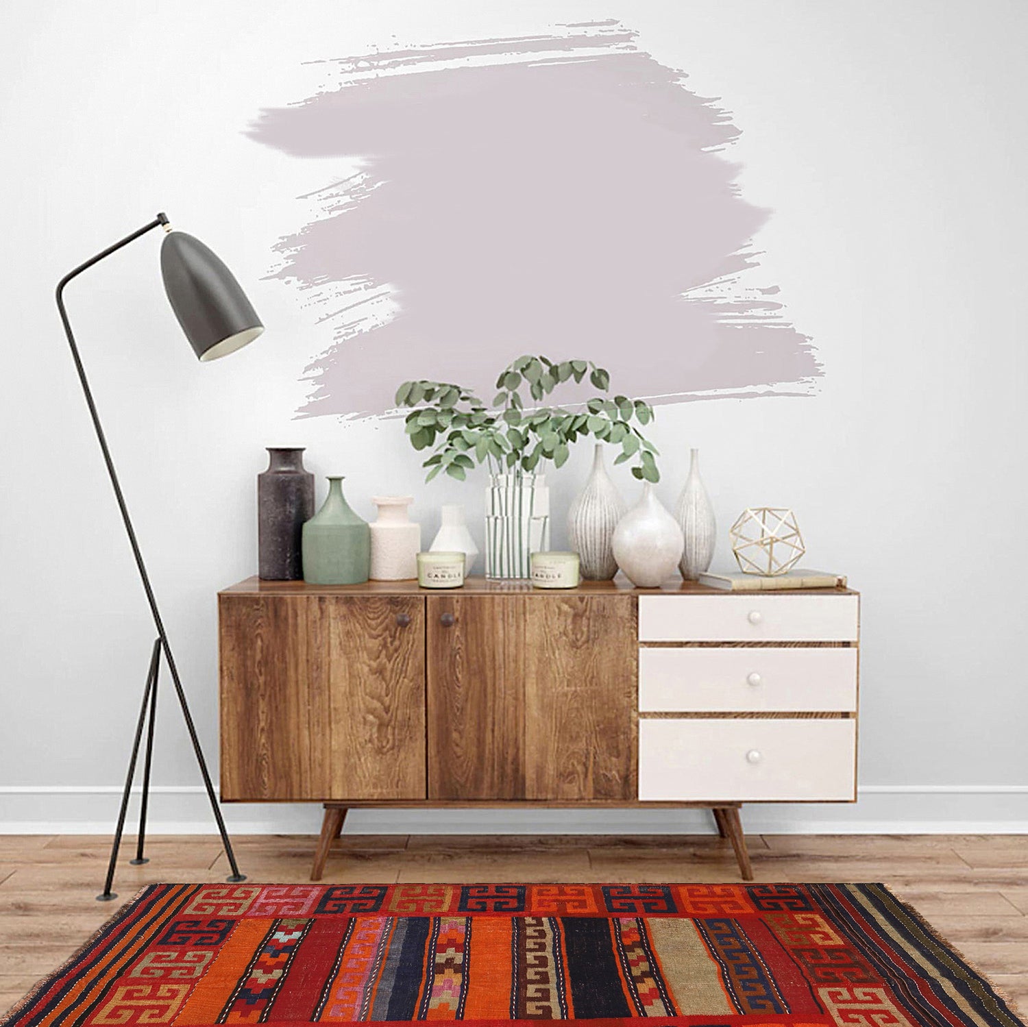Maimana Kilim Area Rug Handmade Firebrick Floral 4x6 ft