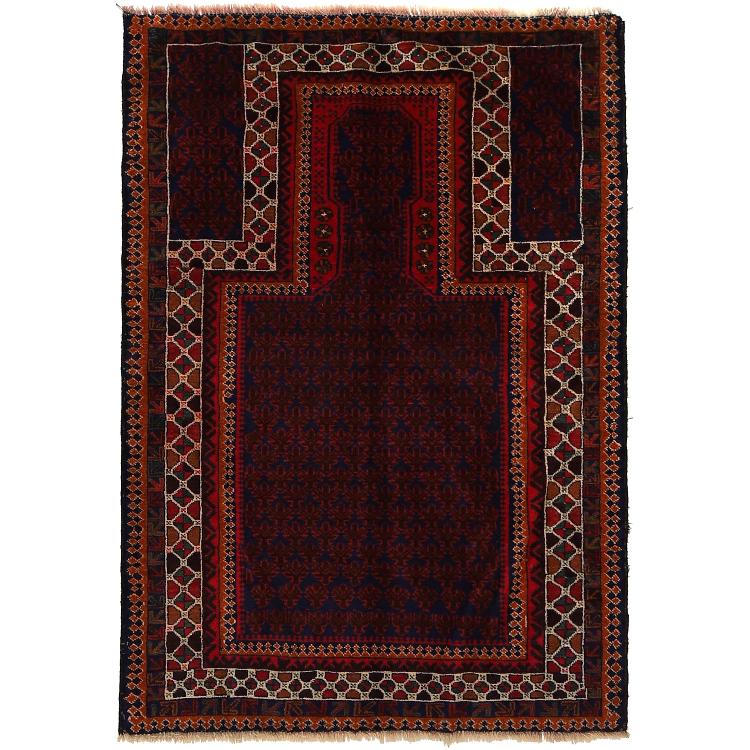 Baluchi Rug Handmade Multi Prayer Design 3x5 ft