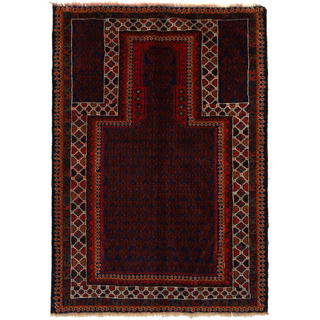 Baluchi Rug Handmade Multi Prayer Design 3x5 ft