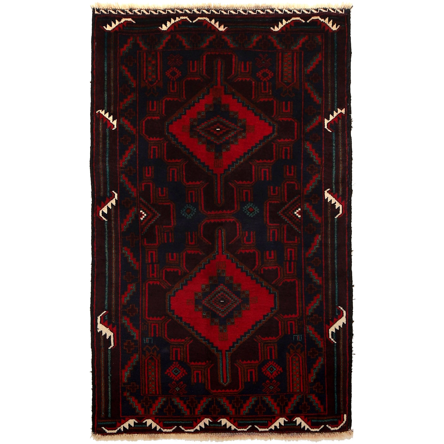 Baluchi Rug Handmade Multi Geometric 3x5 ft