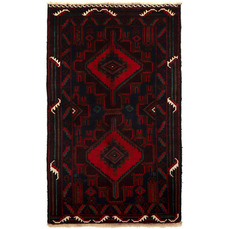 Baluchi Rug Handmade Multi Geometric 3x5 ft