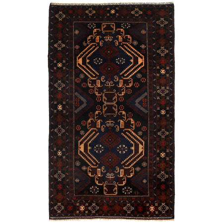 Baluchi Rug Handmade Multi Geometric 4x7 ft
