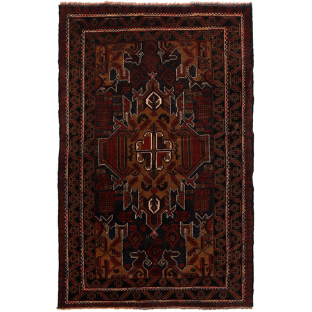 Baluchi Rug Handmade Multi Geometric 4x6 ft