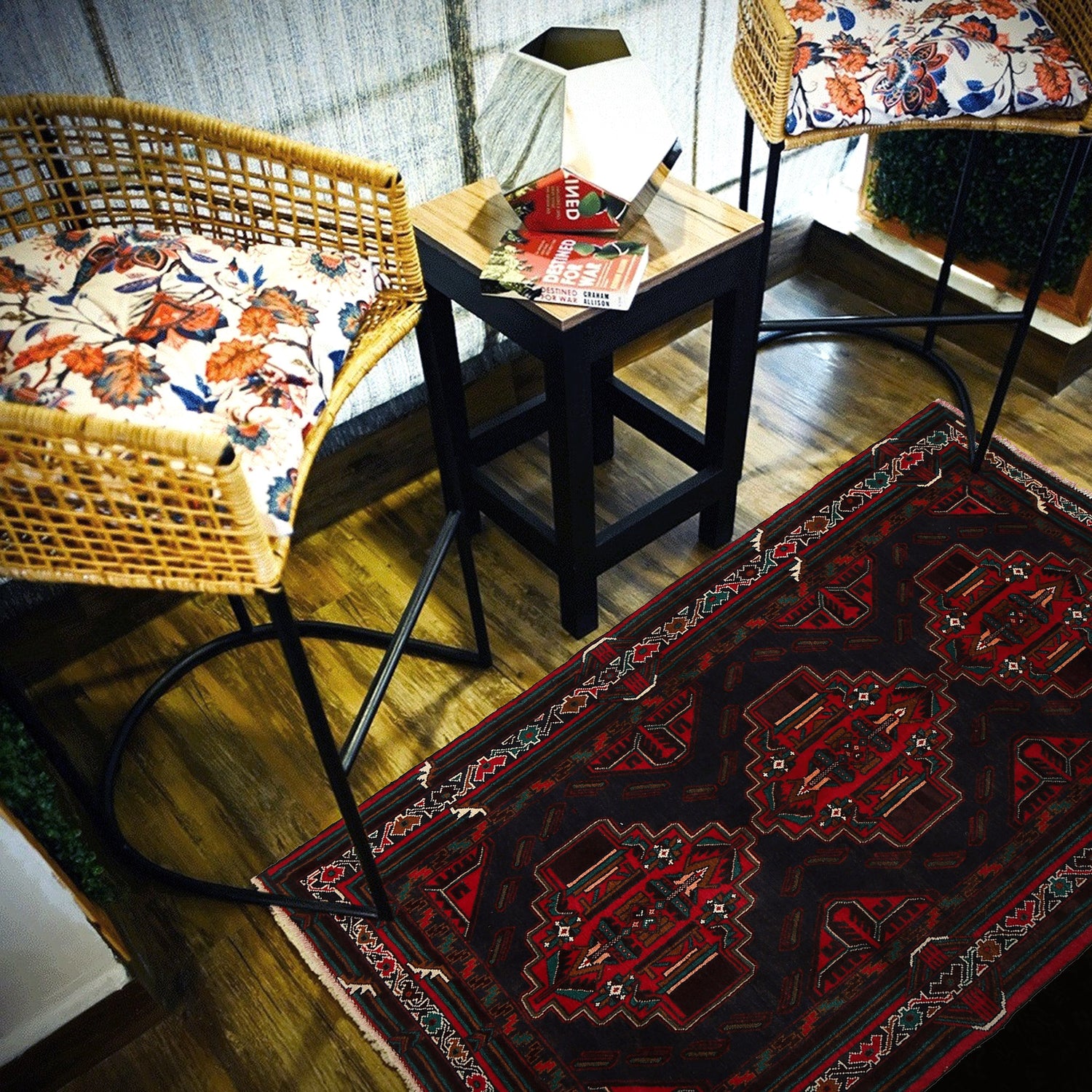 Baluchi Rug Handmade Multi Geometric 4x6 ft