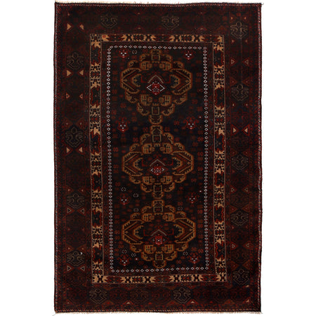 Baluchi Rug Handmade Multi Geometric 4x7 ft