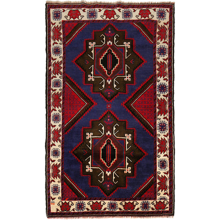 Baluchi Rug Handmade Multi Geometric 4x6 ft