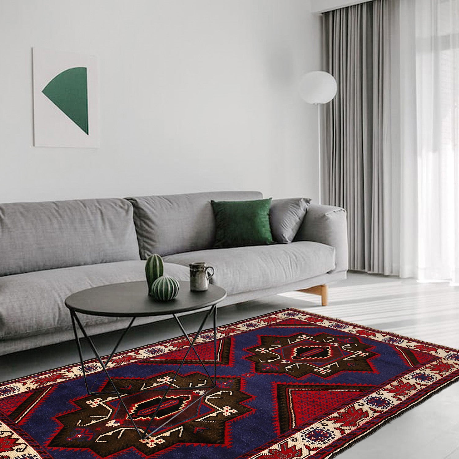 Baluchi Rug Handmade Multi Geometric 4x6 ft