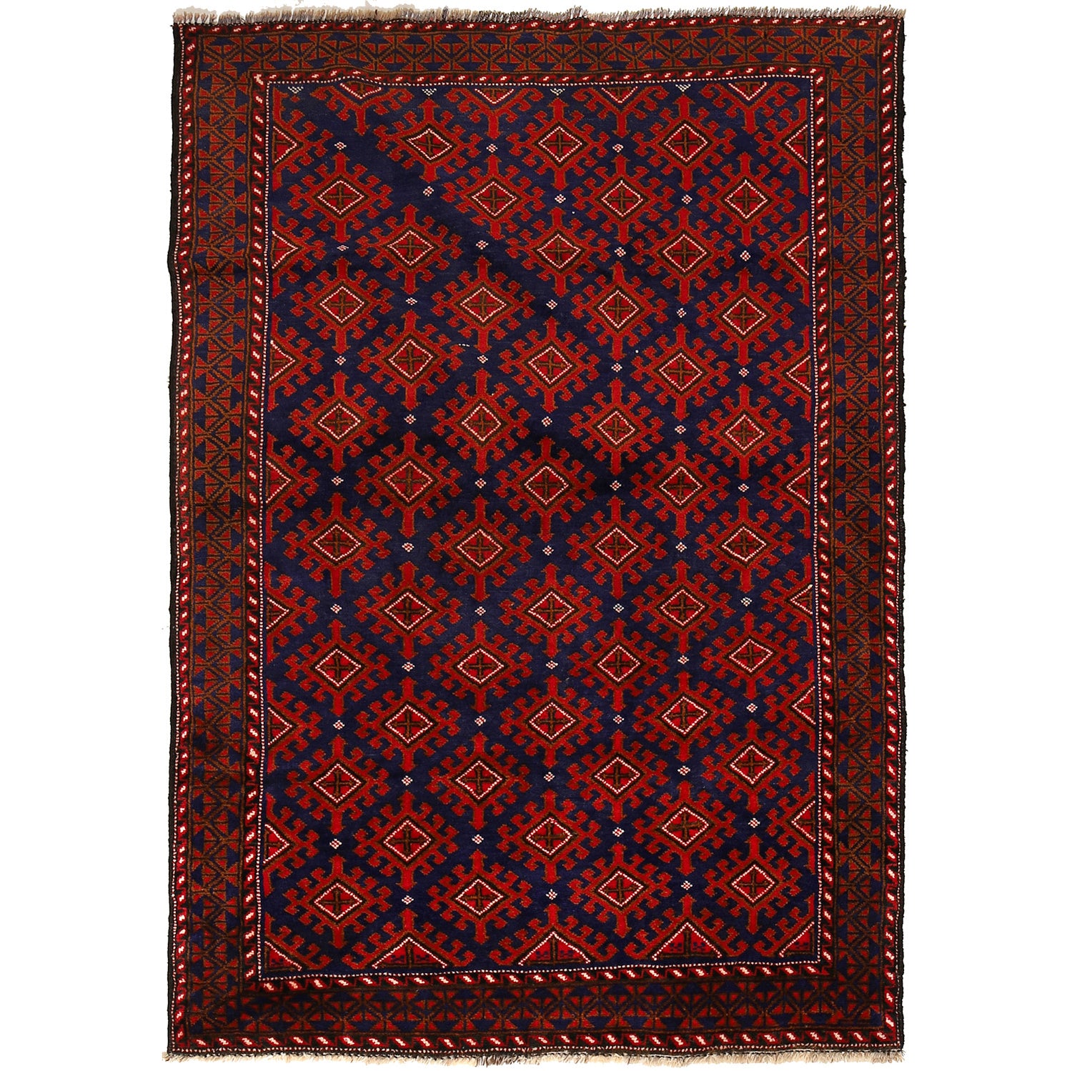 Baluchi Rug Handmade Multi Geometric 4x6 ft