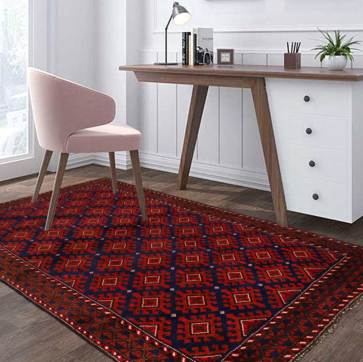 Baluchi Rug Handmade Multi Geometric 4x6 ft
