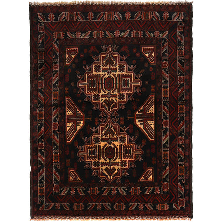 Baluchi Rug Handmade Multi Geometric 4x6 ft