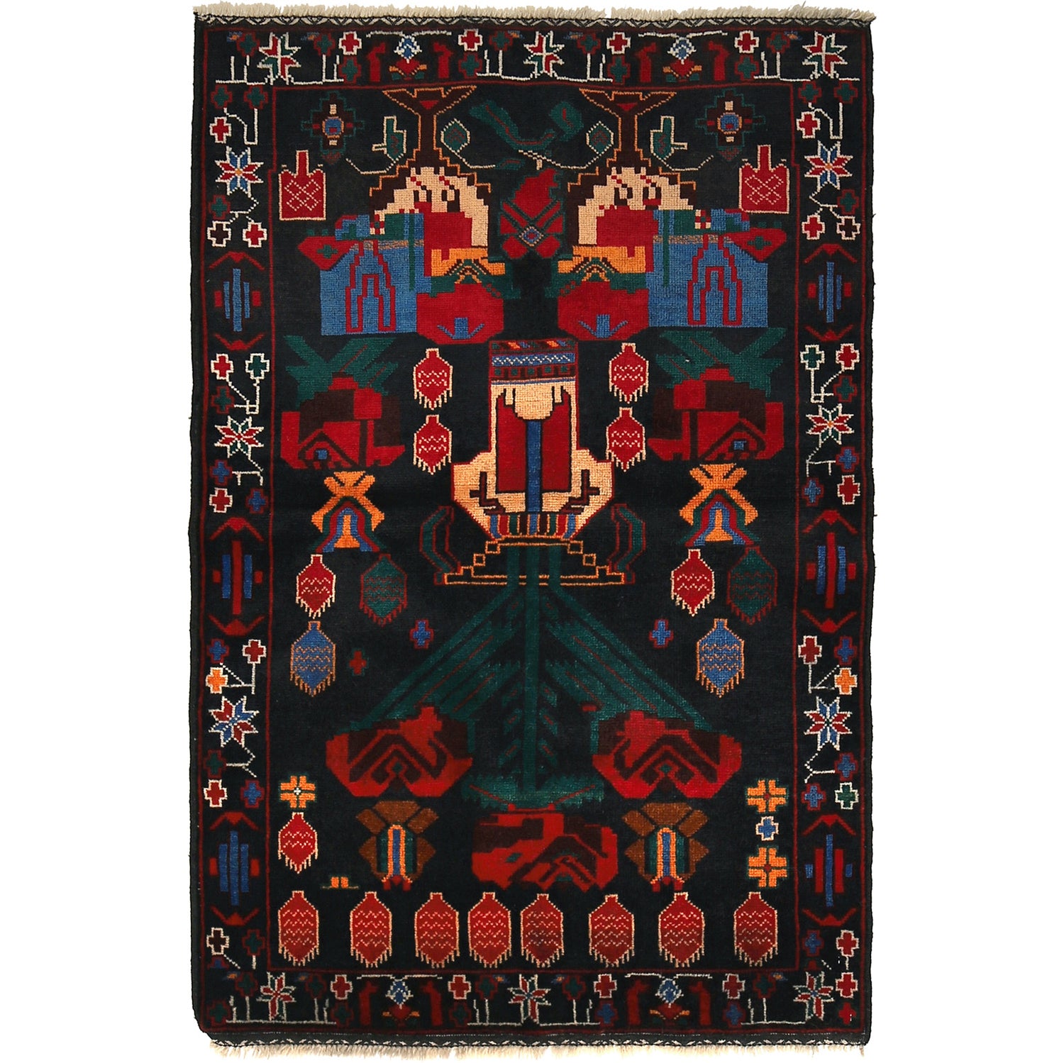 Baluchi Rug Handmade Multi Geometric 3x5 ft