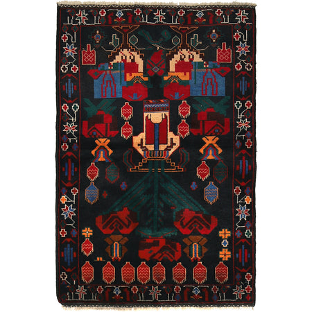 Baluchi Rug Handmade Multi Geometric 3x5 ft