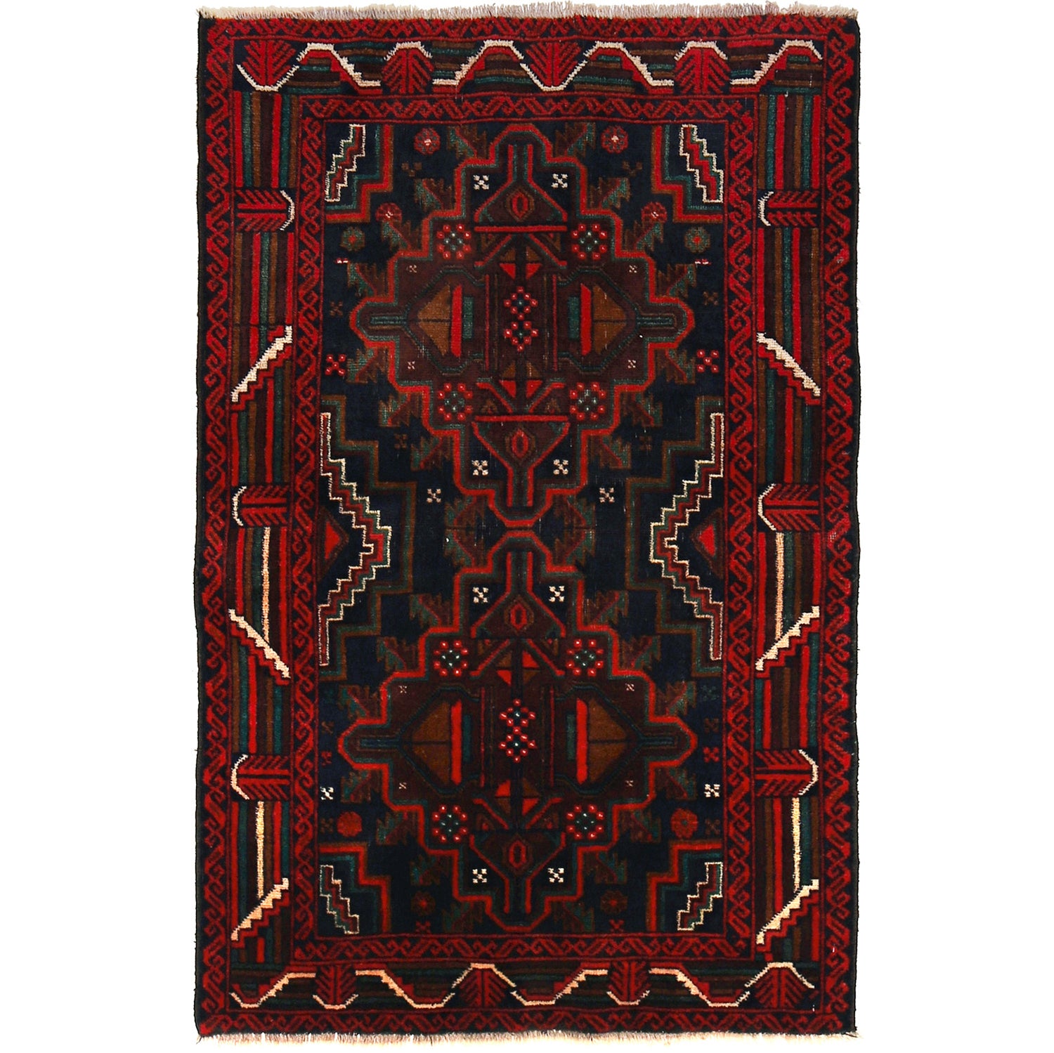 Baluchi Rug Handmade Multi Geometric 3x5 ft