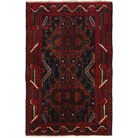 Baluchi Rug Handmade Multi Geometric 3x5 ft