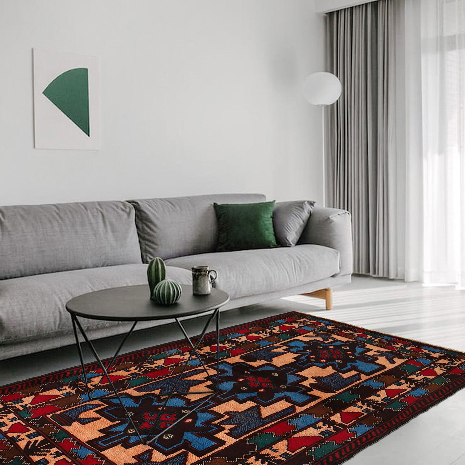 Baluchi Rug Handmade Multi Geometric 3x5 ft