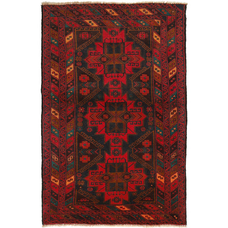 Baluchi Rug Handmade Multi Geometric 3x5 ft