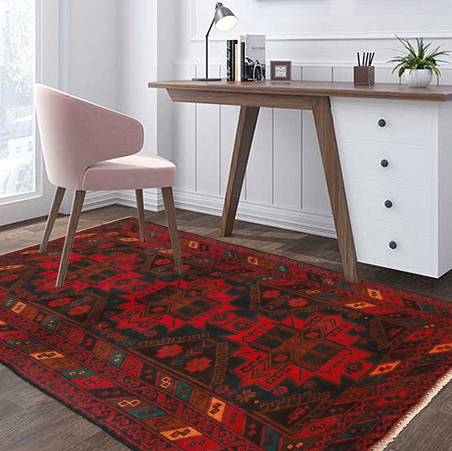 Baluchi Rug Handmade Multi Geometric 3x5 ft