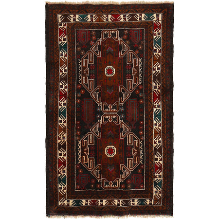 Baluchi Rug Handmade Multi Geometric 3x5 ft