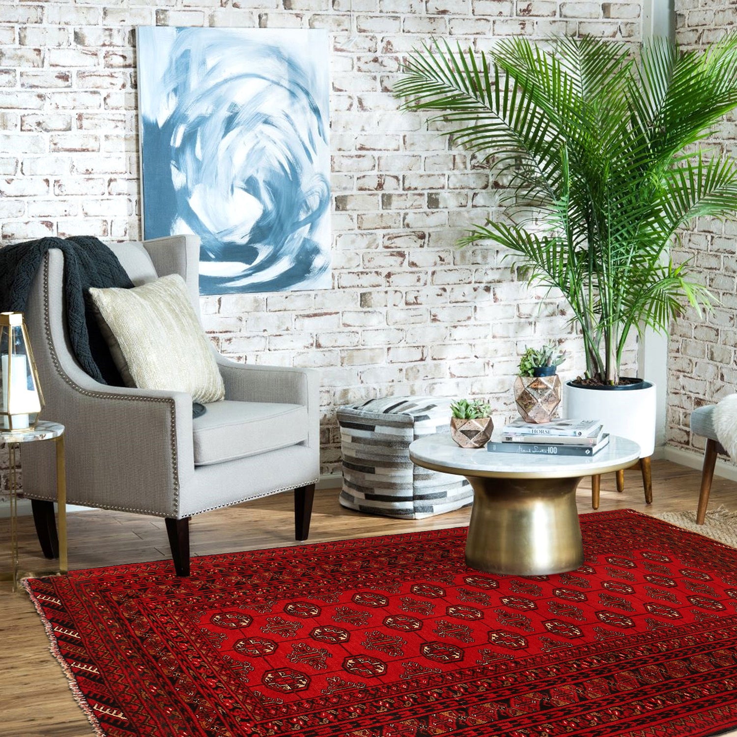 Bokhara Rug Handmade Vibrant Red Medallion 4x6 ft