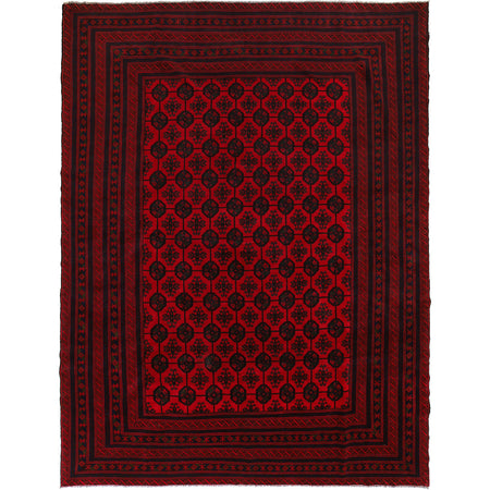 Bokhara Rug Handmade Deep Red Medallion 9x12 ft