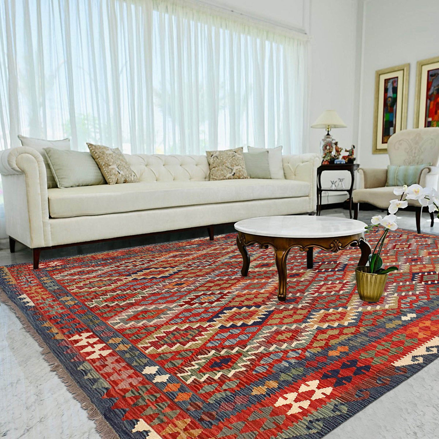 Handmade Multi Kilim Geometric 8x10 ft