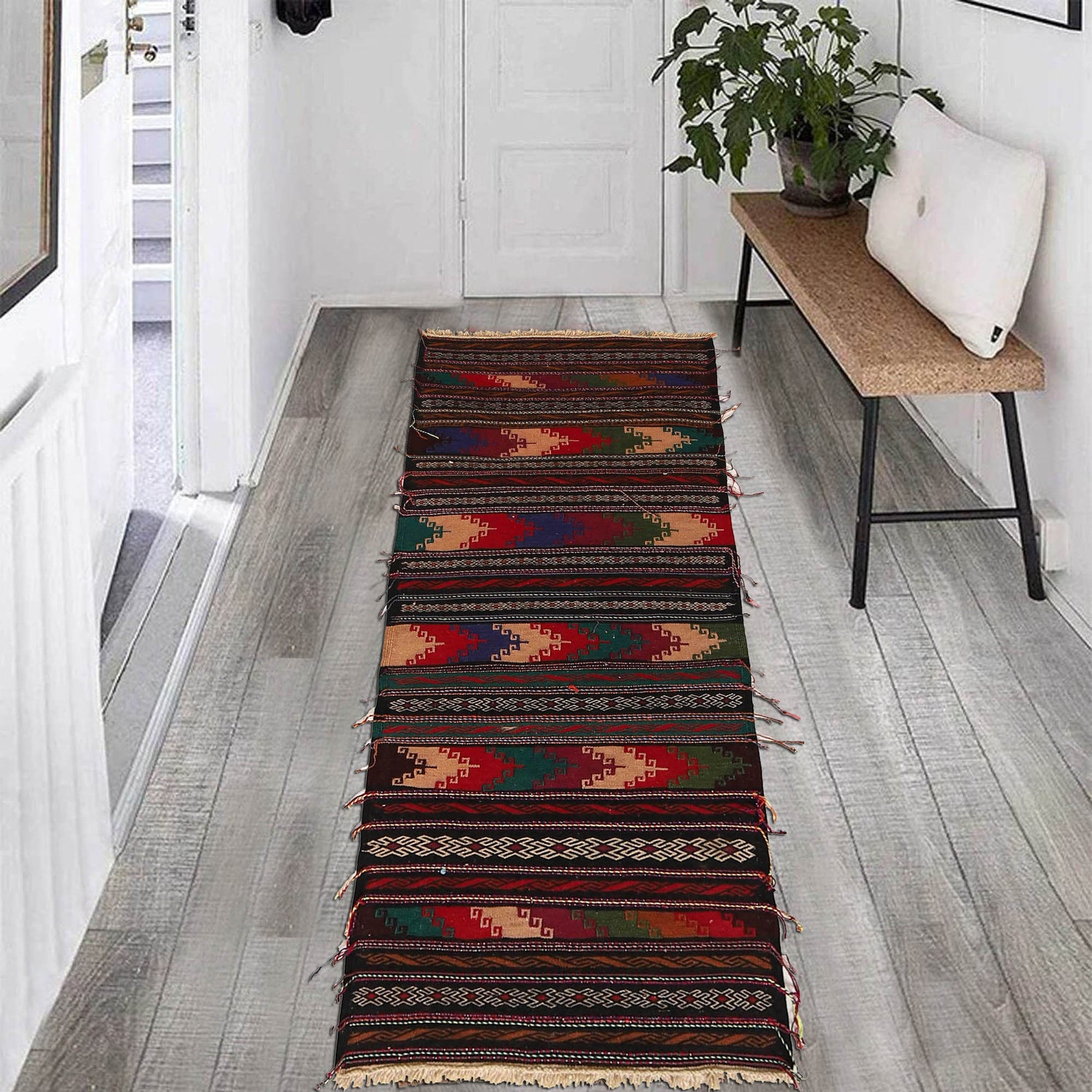 Table Sheet Area Rug Runner Handmade Multi Curvilinear 5'