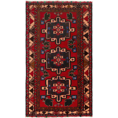 Baluchi Rug Handmade Multi Geometric 4x7 ft