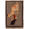Pictorial Rug Handmade Brown Design