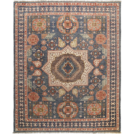 Mamluk Area Rug Handmade Gray Medallion 8x10 ft