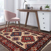 Kazak Rug Handmade Ivory Medallion 3x5 ft