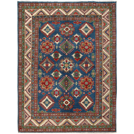 Kazak Rug Handmade Blue Medallion 5x8 ft