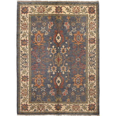 Oushak Area Rug Handmade Gray Floral 4x6 ft