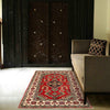 Kazak Rug Handmade Red Medallion 2x4 ft