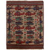War Area Rug Handmade Brown Tank + Helicopter 4x6 ft