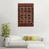 War Area Rug Handmade Brown Tank + Helicopter 4x6 ft