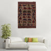 War Area Rug Handmade Brown Tank + Helicopter 4x6 ft