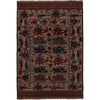 War Area Rug Handmade Brown Tank + Helicopter 4x6 ft