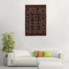 War Area Rug Handmade Brown Tank + Helicopter 4x6 ft