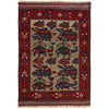 War Area Rug Handmade Brown Tank + Helicopter 3x5 ft