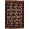 War Area Rug Handmade Brown Tank + Helicopter 3x5 ft