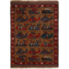 War Area Rug Handmade Brown Tank + Helicopter 2x4 ft