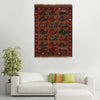 War Area Rug Handmade Brown Tank + Helicopter 2x4 ft