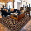 War Area Rug Handmade Brown Tank + Riffle + Helicopter 7x10