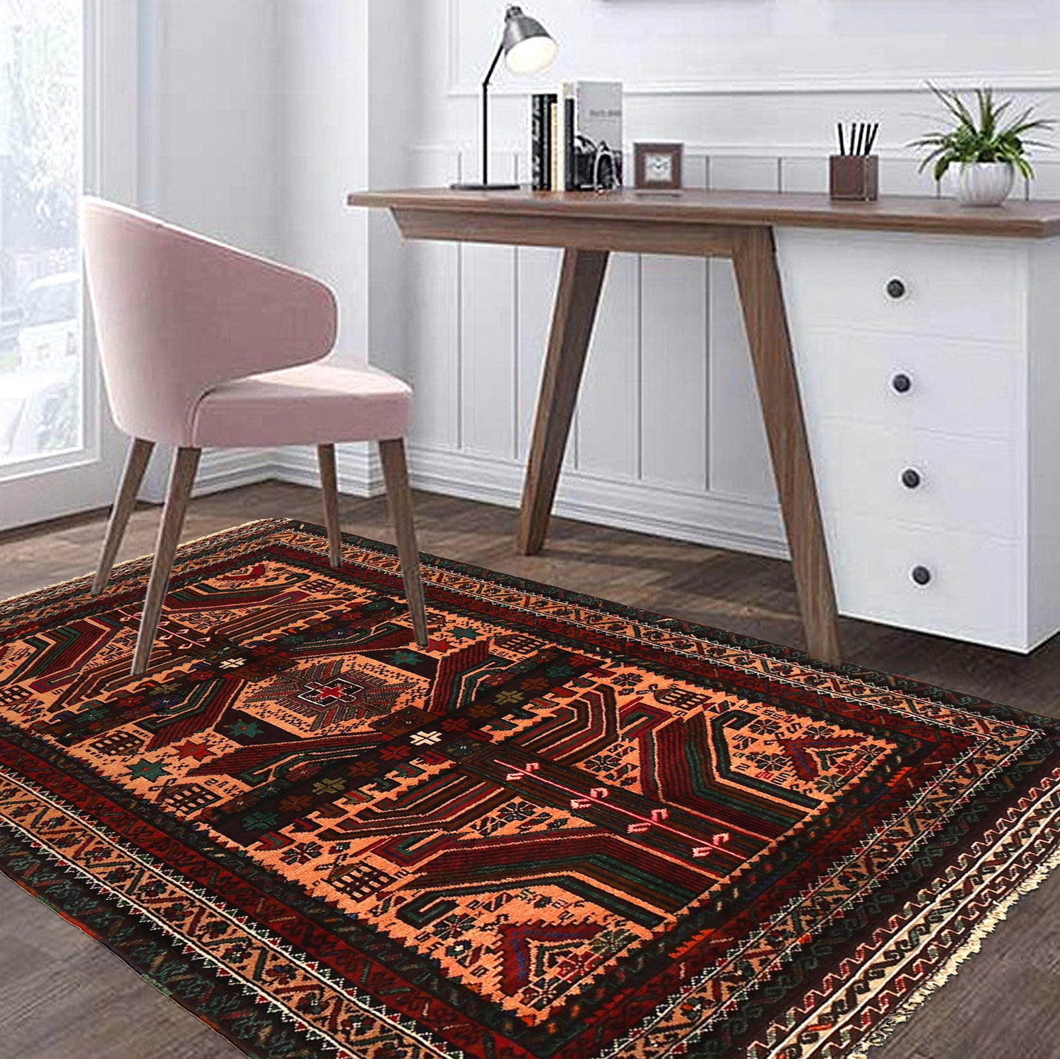 Baluchi Rug Handmade Multi Geometric 3x5 ft