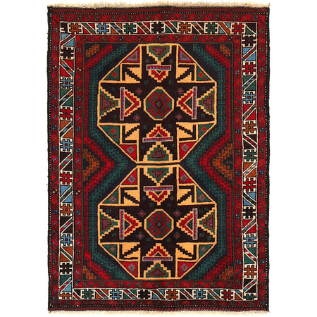 Baluchi Rug Handmade Multi Geometric 3x5 ft