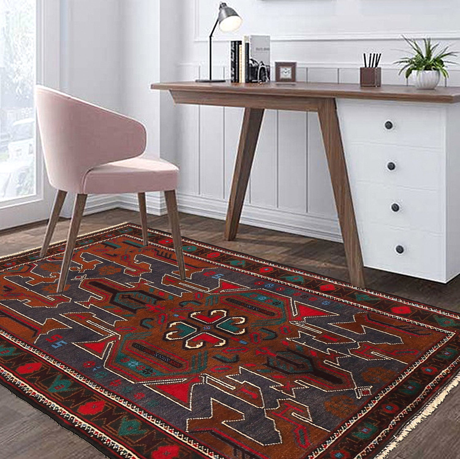 Baluchi Rug Handmade Multi Geometric 3x5 ft