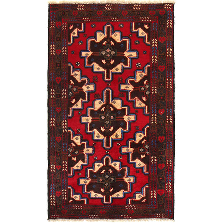 Baluchi Rug Handmade Multi Geometric 3x5 ft